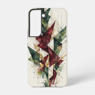 Burgundy Green Gold Abstract Triangles Watercolor Samsung Galaxy Case