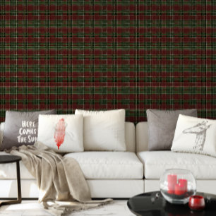Burgundy Green Plaid Christmas Holiday Wallpaper