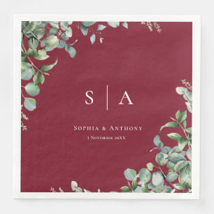 Burgundy Greenery Australia Wedding Napkins
