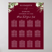 Burgundy Greenery Wedding Seating Chart