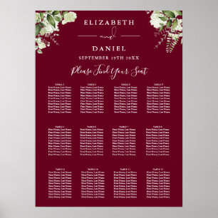 Burgundy Greenery Wedding Seating Chart