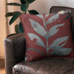 Burgundy & Grey Artistic Watercolor Leaves Cushion<br><div class="desc">Modern throw pillow features an artistic abstract design in burgundy and grey colour palette. An artistic abstract design features a watercolor leaf and a geometric circle composition with shades of burgundy wine and grey with silver accents on a maroon background. This abstract composition is built on combinations of circles and...</div>
