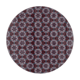 Burgundy & Grey Floral Painted Quilt Cutting Board