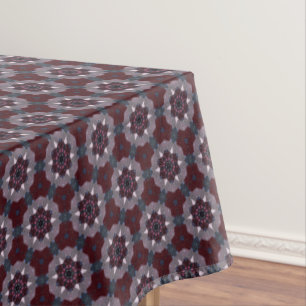 Burgundy & Grey Floral Painted Quilt Tablecloth