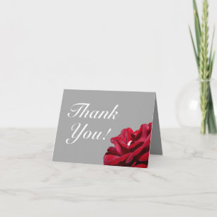 Burgundy Grey Floral Wedding Small Thank You Card