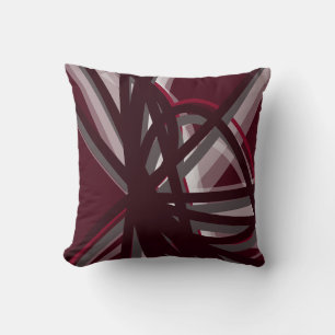 Burgundy & Grey Modern Artistic Abstract Cushion