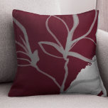 Burgundy & Grey Watercolor Leaf Design Cushion<br><div class="desc">Modern throw pillow features a simple artistic watercolor botanical design in a burgundy and grey colour palette. This artistic composition is constructed from a simple illustration of organic leaves with a minimalist watercolor Memphis style design element in the lower right hand corner; a stylish botanical design. The grey design elements...</div>