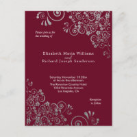 Burgundy grey Wedding Invitation RSVP l Website
