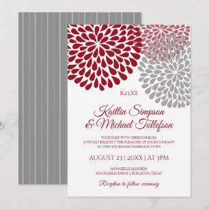 Burgundy & Grey Wedding Invitations Floral & Fun