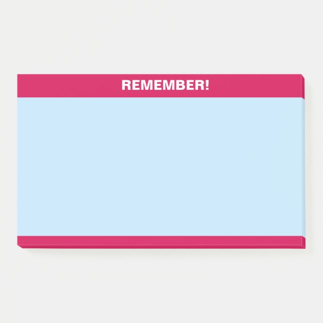 Burgundy Header on Light Blue Remember Note (Front)