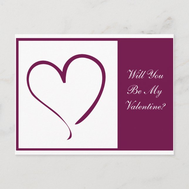 Burgundy Heart Holiday Postcard (Front)