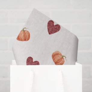 Burgundy Hearts Pumpkins Christmas (any occasion) Tissue Paper