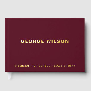 Burgundy High School Grad Party Graduation Guest Book