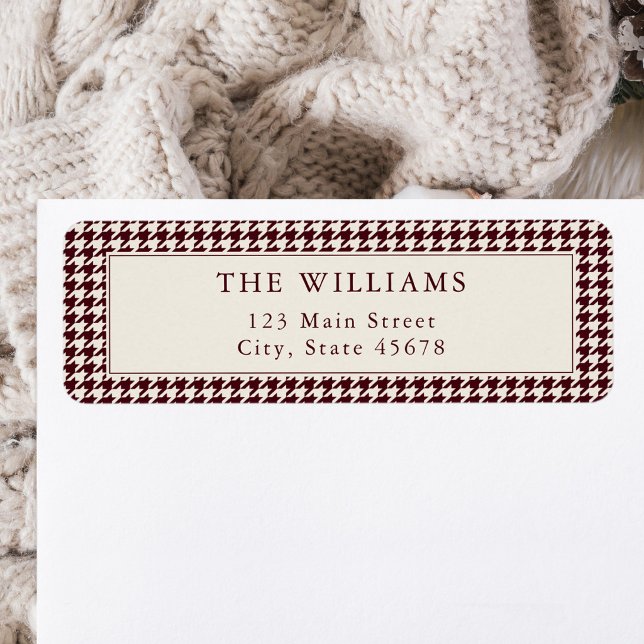 Burgundy Houndstooth Return Address (Creator Uploaded)