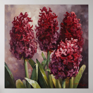Burgundy Hyacinth Flower Art Print Poster