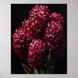 Burgundy Hyacinth Flowers Art Print Poster