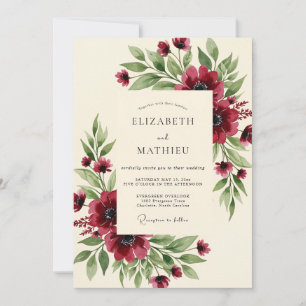 Burgundy Illustrious Autumnal Wedding Invitation