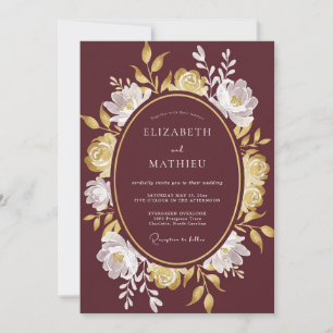 Burgundy Imperial Autumnal Wedding Invitation