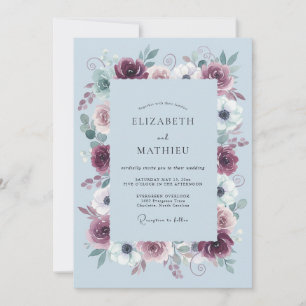 Burgundy Imperial Winter Wedding Invitation