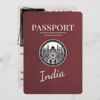 Burgundy India Passport Save The Date