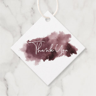 Burgundy Ink Wash Baby Shower Thank You Favour Tags