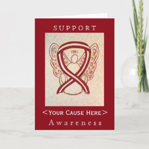 Burgundy Ivory Awareness Ribbon Customised Card