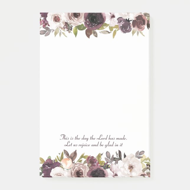 Burgundy Ivory Floral Christian Bible Verse Post-it Notes (Front)
