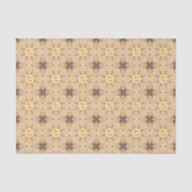 Burgundy Ivory Moroccan Geometric Business Logo Tissue Paper (Front)