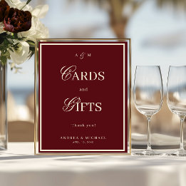 Burgundy & Ivory Old Money Cards and Gifts Sign