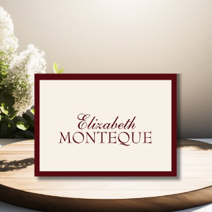 Burgundy Ivory Old Money Wedding Place Card