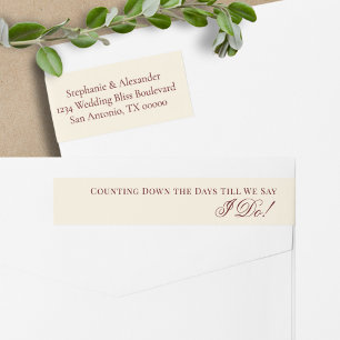 Burgundy Ivory Old Money Wedding Return Address Wrap Around Label