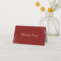 Burgundy Ivory Pearl Guest Name Wedding Place Card