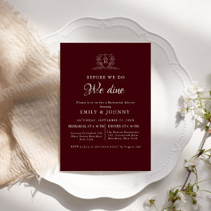 Burgundy & Ivory Wedding Rehearsal dinner  Invitation