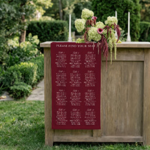 Burgundy & Ivory Wedding Seating Chart Vinyl Banner
