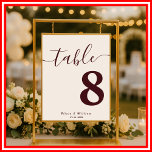 Burgundy & Ivory Wedding Table Number  Poster<br><div class="desc">Direct your guests with sophistication using this Burgundy & Ivory Wedding Table Number Poster. This high-impact sign features a rich wine-red palette and classic ivory background, highlighting bold, minimalist numerals for easy visibility across your reception hall. Perfect for formal ceremonies, black-tie vineyard weddings, or autumn celebrations, this poster offers a...</div>