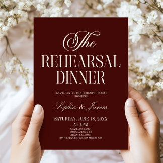 Burgundy Ivory Wedding The Rehearsal Dinner Invitation