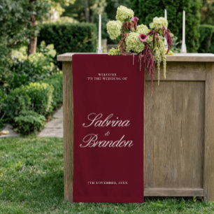 Burgundy & Ivory Wedding Welcome Sign Vinil Banner