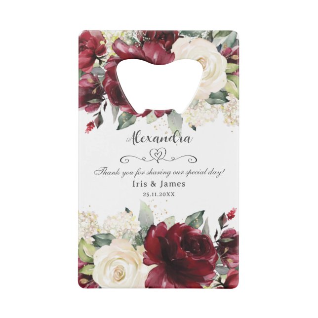 Burgundy Ivory White Floral Greenery Wedding Favou (Front)