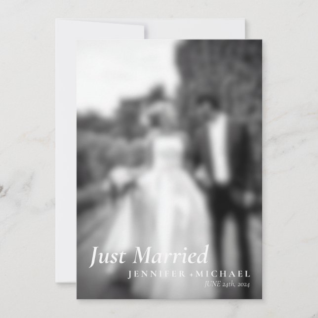 Burgundy Just Married Elegant Simple Wedding Photo Invitation (Front)