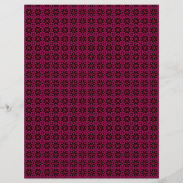 Burgundy Lace & Flowers Scrapbook Paper Pages (Front)