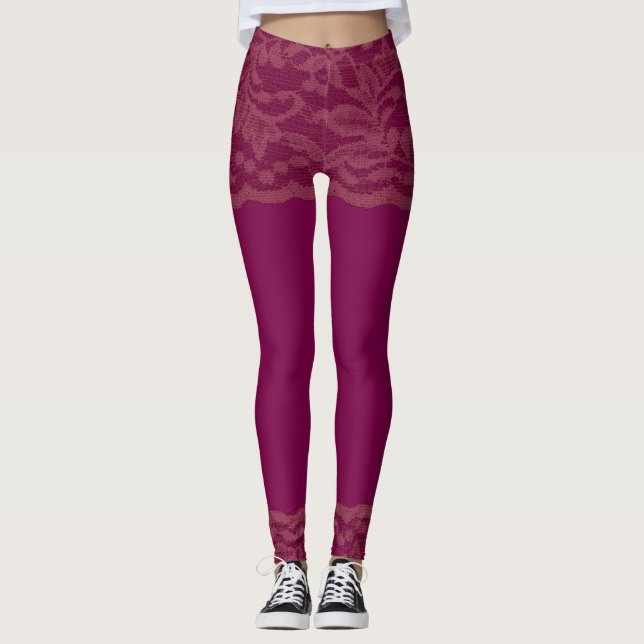 Burgundy Lace   Leggings (Front)