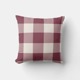 Burgundy Large Gingham Check Plaid Cushion