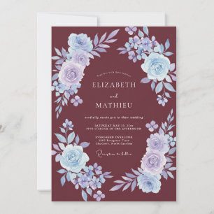 Burgundy Lavender Enchanted Wedding Invitation