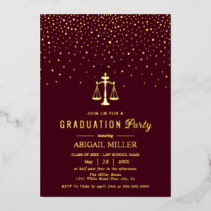 Burgundy Law school Class Of 2026 graduation gold