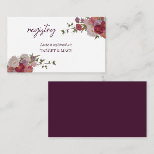 Burgundy leaf Floral Bridal Shower Registry Cards