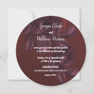 Burgundy Leaves Rustic Vintage Wedding Invitation