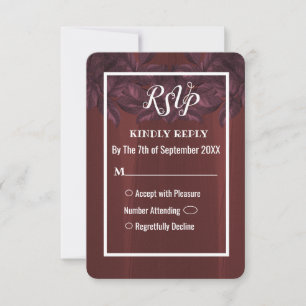 Burgundy Leaves Rustic Vintage Wedding RSVP Card