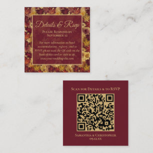 Burgundy Leaves Wedding Details & RSVP QR Code Enclosure Card