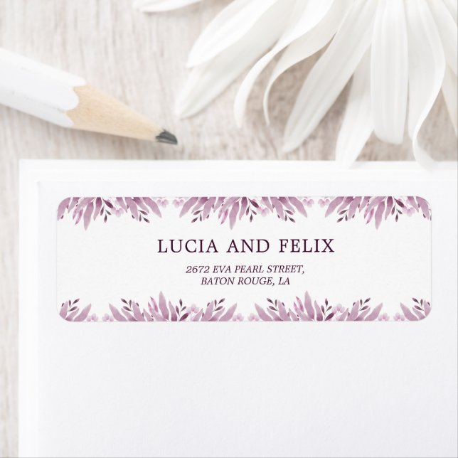 Burgundy Leaves Wedding Return Address  (Insitu)
