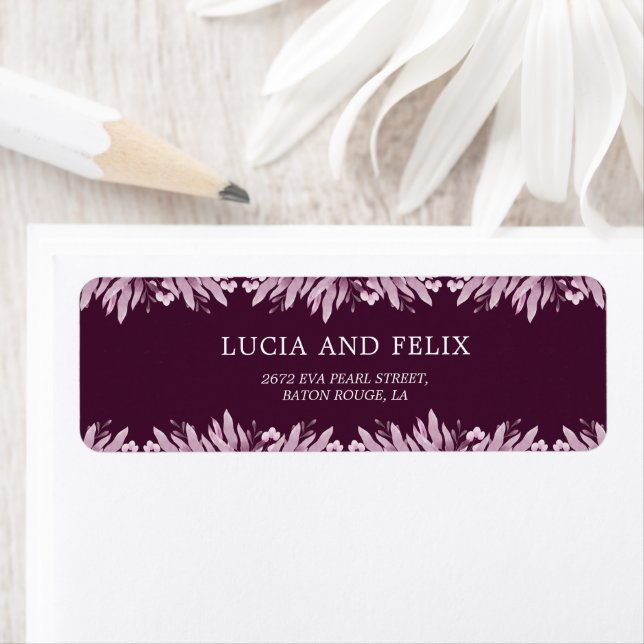 Burgundy Leaves Wedding Return Address  (Insitu)